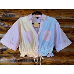 Thread Story Cropped Colorblock Blouse Size Large